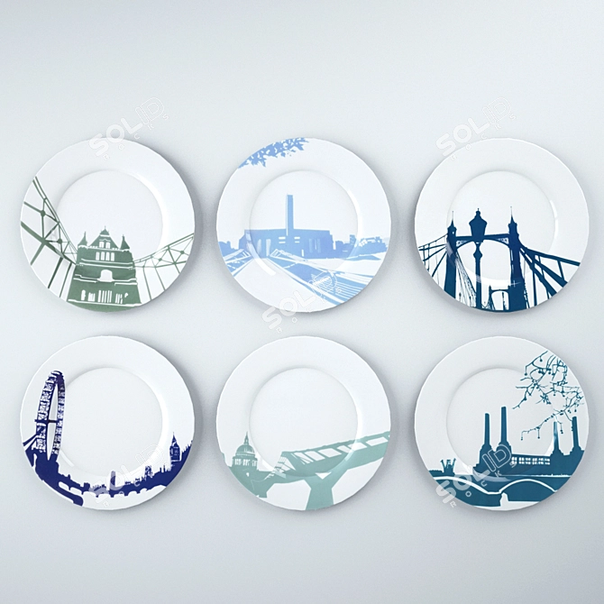 London River Collection Plates 3D model image 1