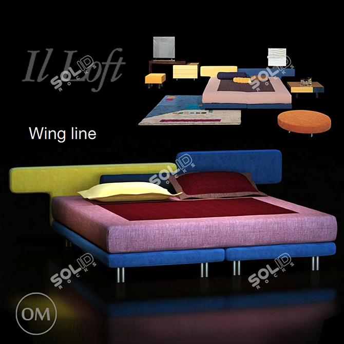 Wing Line Bed: IL Loft's Premier Sleep Solution 3D model image 1