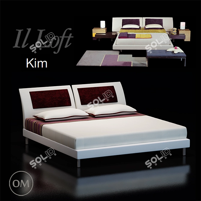 KIM Bed by IL Loft: Modern Comfort for Your Bedroom 3D model image 1