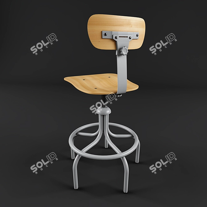 Title: Height-Adjustable Drafting Chair 3D model image 2
