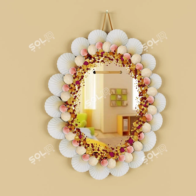 Seashell and Pebble Mirror 3D model image 1