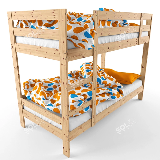 Ikea Mydal Double Bed: Detailed Model with Custom Textures 3D model image 1