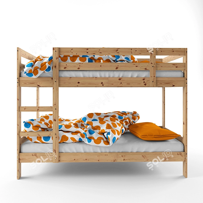 Ikea Mydal Double Bed: Detailed Model with Custom Textures 3D model image 2