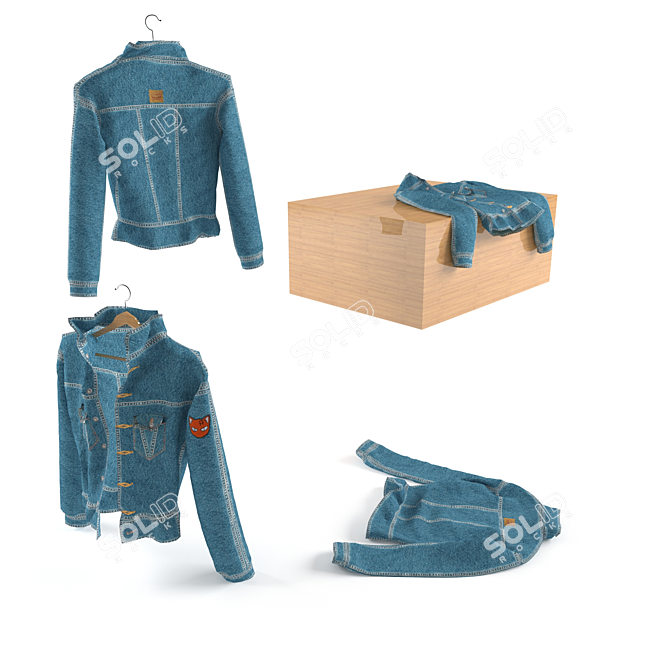 Denim Jacket Collection: 3 Unique Styles 3D model image 1