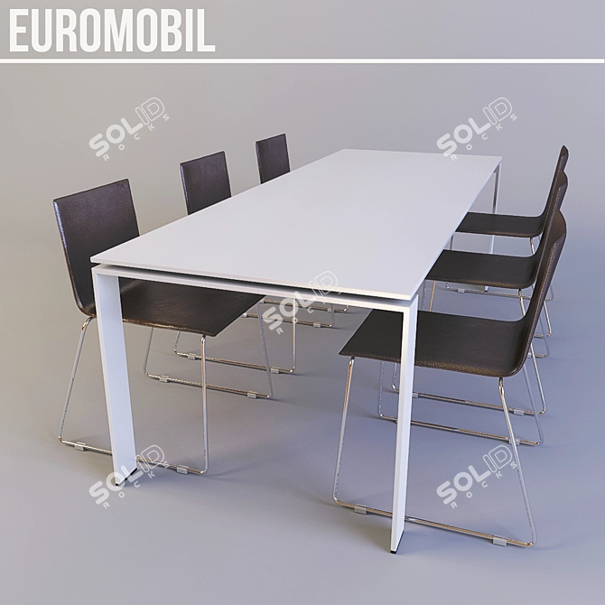 Expandable Table Set: Euromobil 3D model image 1