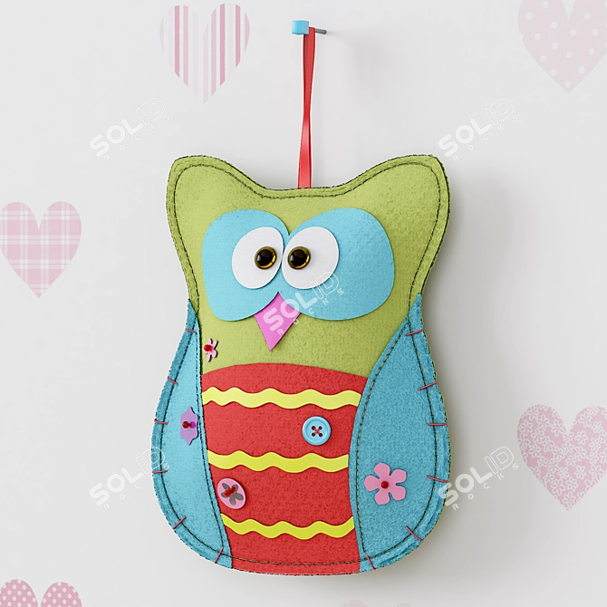 Whimsical Hanging Owl Pillow 3D model image 1