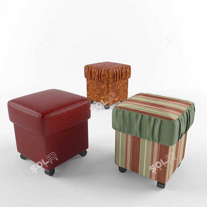 Soft Cube Puff Ottoman 3D model image 1