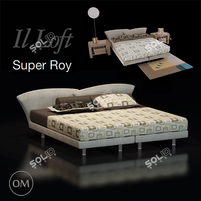 Elegant Super Roy Bed by IL Loft 3D model image 1