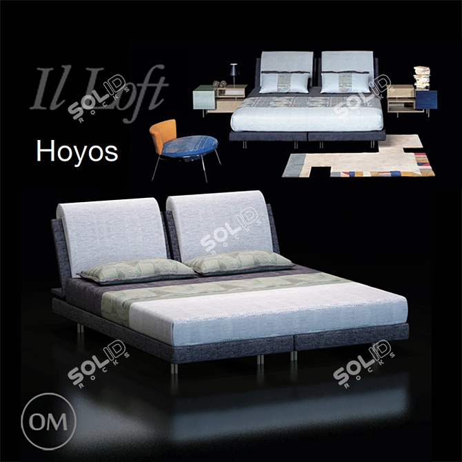 Elegant Hoyos Bed by IL Loft 3D model image 1