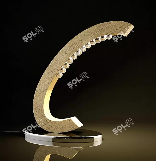 Sleek Chrome & Oak Table Lamp 3D model image 1