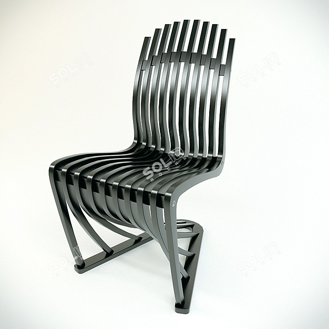  Modern Stripe Design Chair - Kingly Comfort 3D model image 1