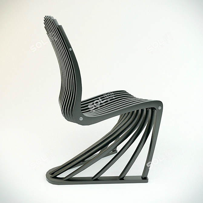  Modern Stripe Design Chair - Kingly Comfort 3D model image 2