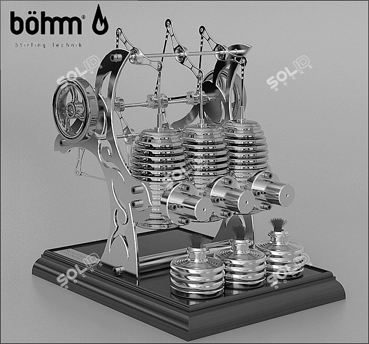 Stirling Engine Tattoo Machine 3D model image 2