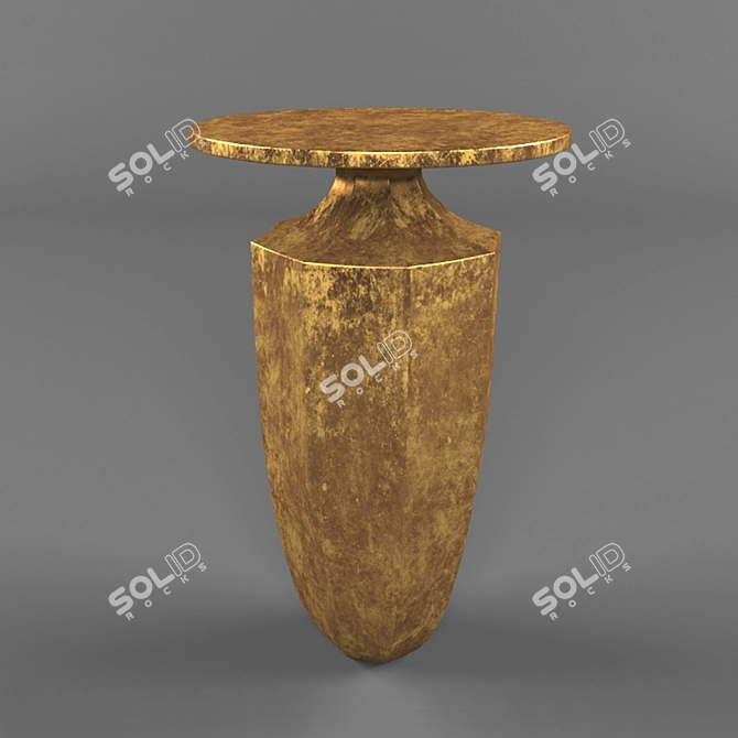 Fluted Brass Modern Side Table 3D model image 1