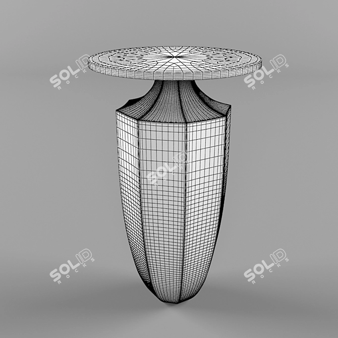 Fluted Brass Modern Side Table 3D model image 2