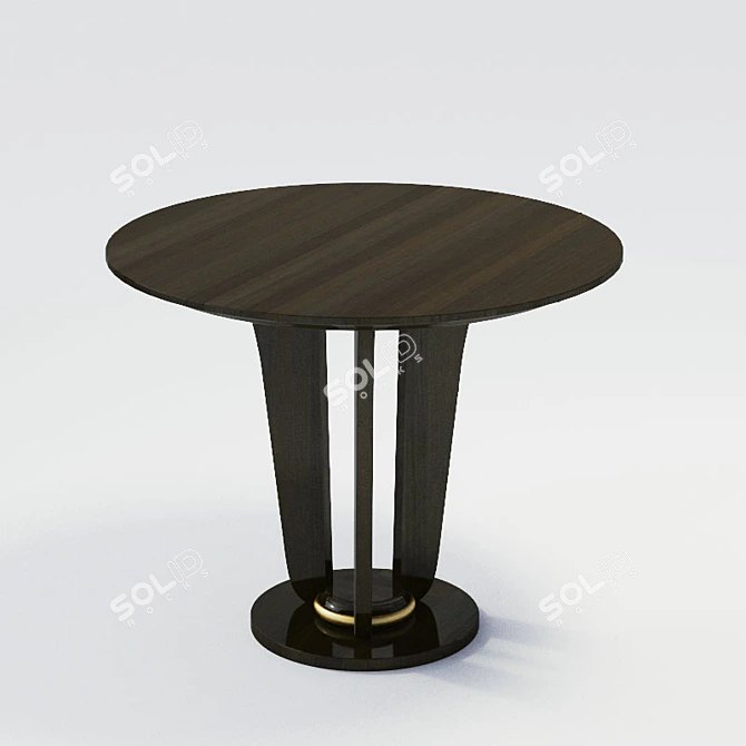 Elegant Round Dining Table - Hand Planed Mahogany & Nickel 3D model image 1