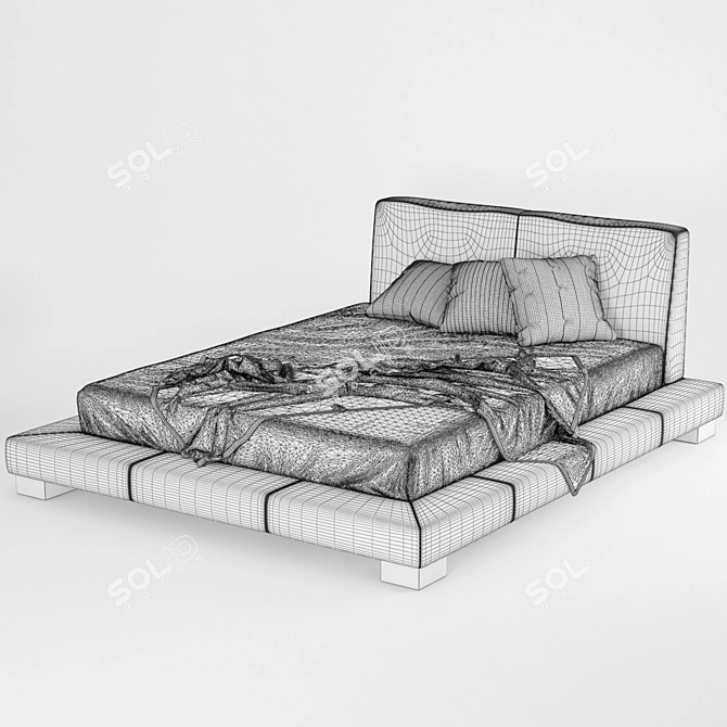 Modern Leather Upholstered Bed 3D model image 3