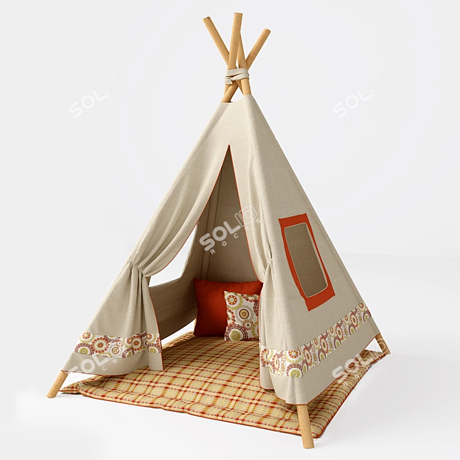 Kids Hideaway Play Tent with Blanket and Pillows 3D model image 1