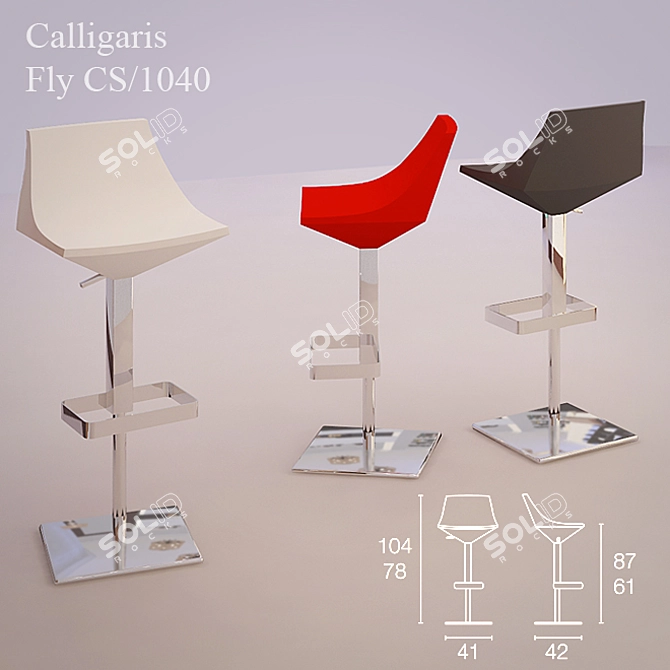 Sleek Calligaris Fly CS/1040 Bar Stool 3D model image 1