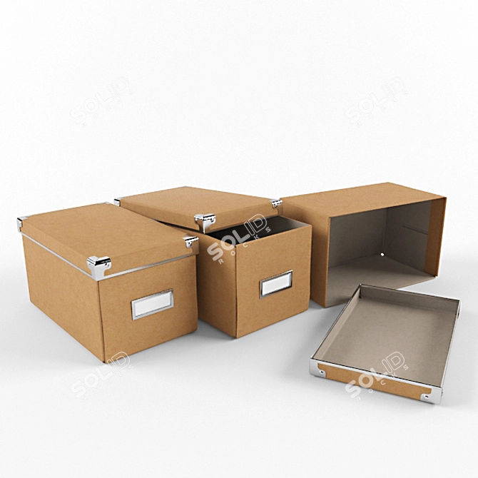 Organized Office Storage: Cardboard Boxes 3D model image 1