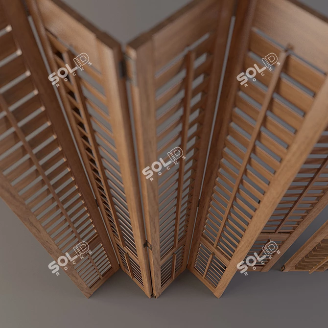 Authentic Wood Shutters: Multiple Opening Options, Sectional Assembly. Genuine Sizes. 3D model image 3