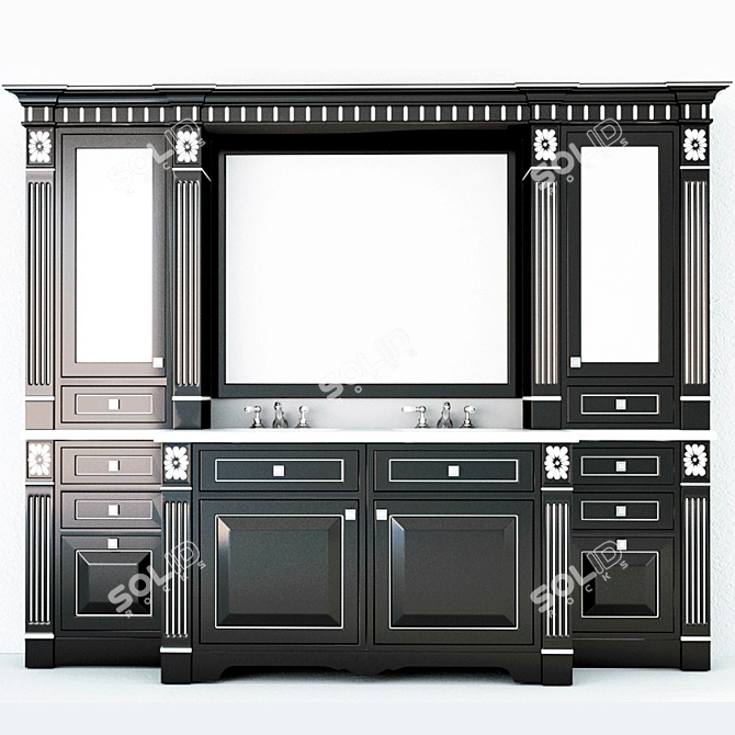 Elegant Wood Bathroom Suite 3D model image 1