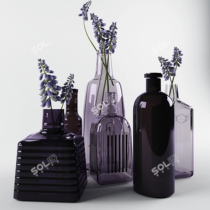 Field Flowers Decorative Bottles 3D model image 2