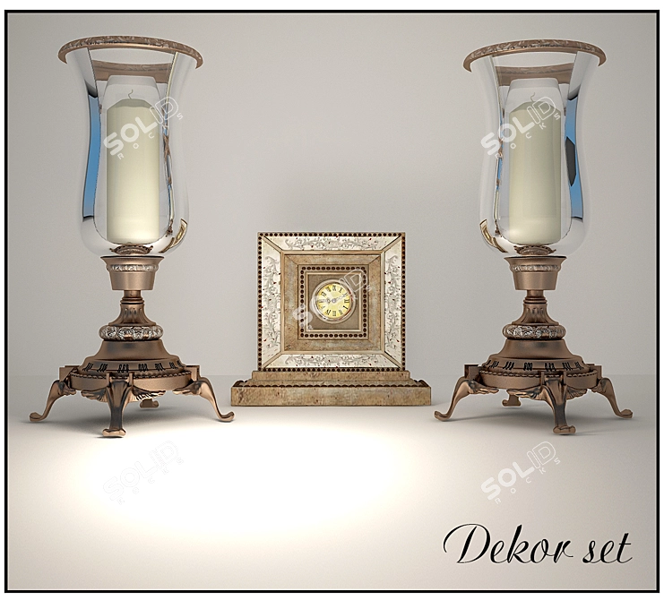 Elegant Candlestick Set 3D model image 1