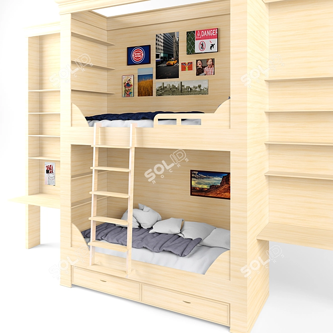 Double Fun Bunk Bed 3D model image 1