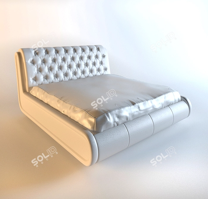 Quilted Leather Bed 3D model image 1