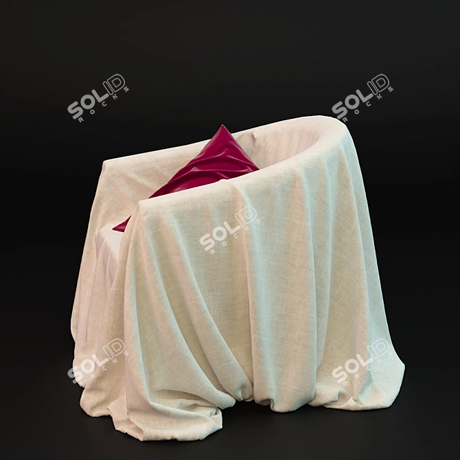 Cozy Fabric Armchair & Velvet Pillow 3D model image 2