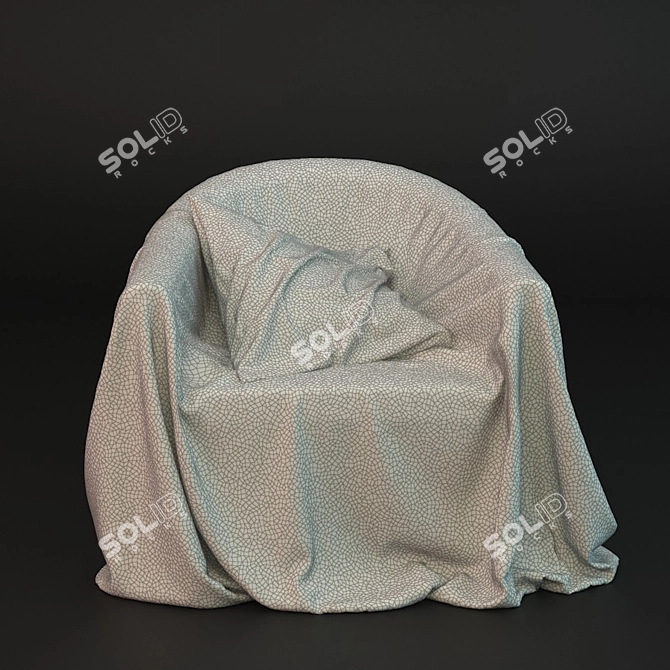 Cozy Fabric Armchair & Velvet Pillow 3D model image 3