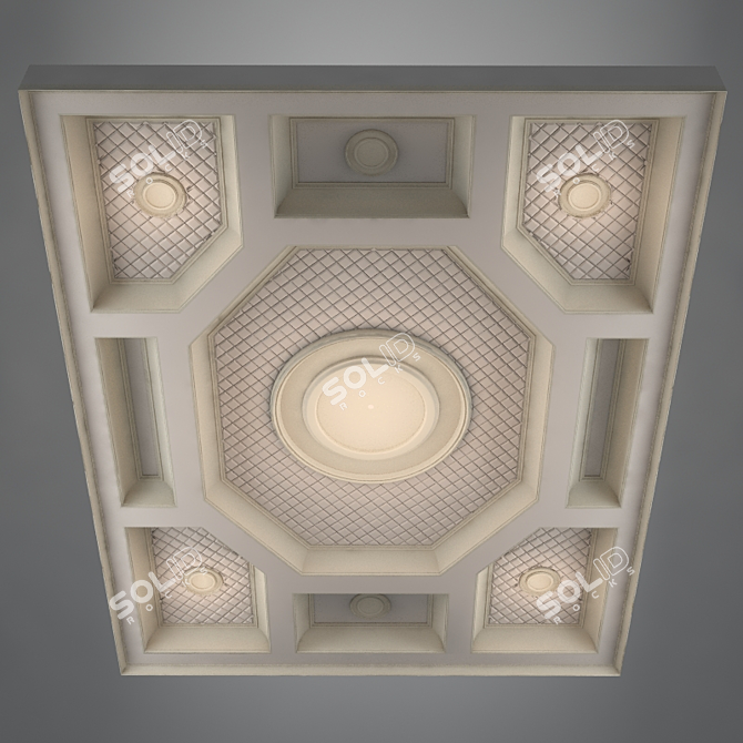 Elegant Baroque Ceiling: 8450x6470mm 3D model image 1