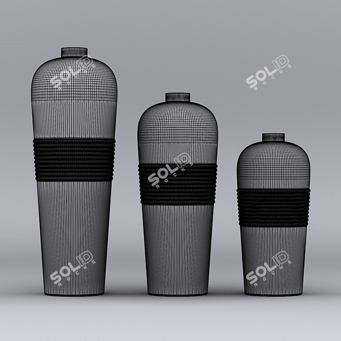 Sleek Aluminum Vase Collection 3D model image 2