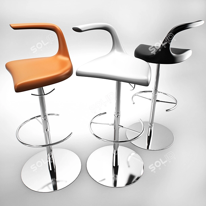 Modern Geometric Bar Stool 3D model image 2