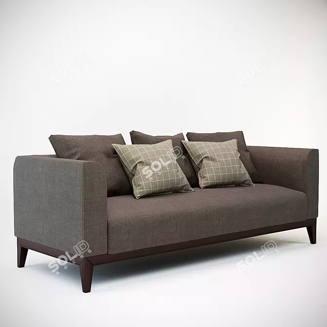 Elegant Langley 3-Seater Sofa 3D model image 1