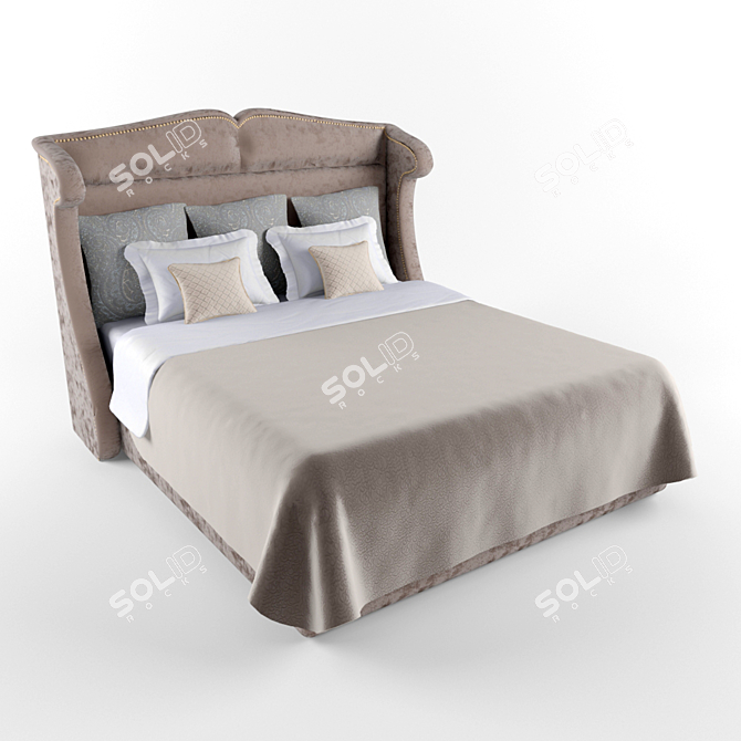 Elegant Verona King Bed 3D model image 1