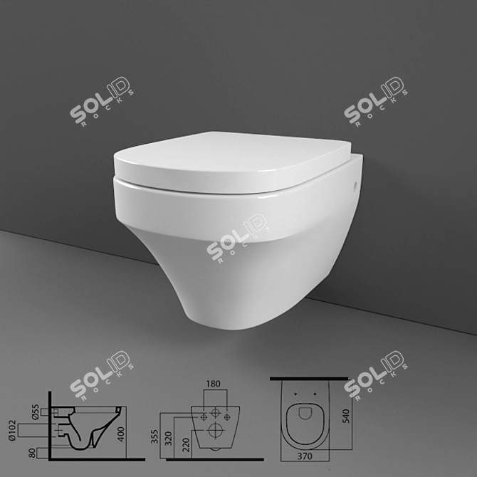 Title: AM PM Inspire Hanging Toilet 3D model image 1