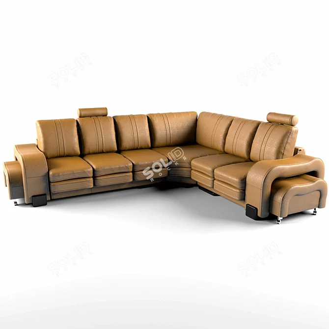 Italian Leather Corner Sofa: Prime Time 3D model image 1