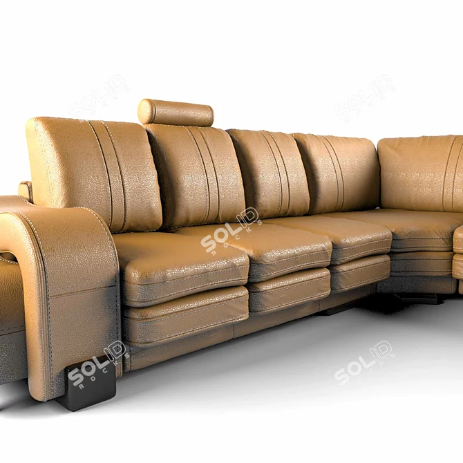 Italian Leather Corner Sofa: Prime Time 3D model image 2