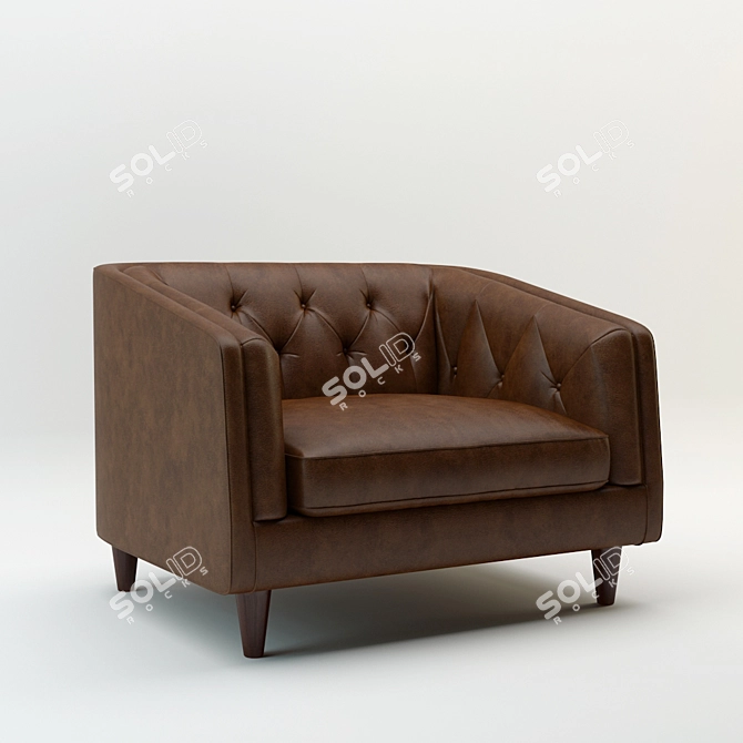 Luxury Leather Armchair: Armchair Loise 3D model image 1