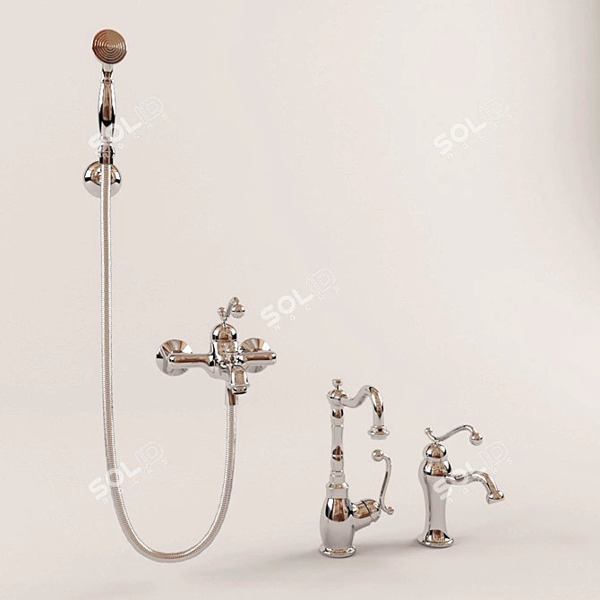 Elegant Muskat Silver Faucet 3D model image 1