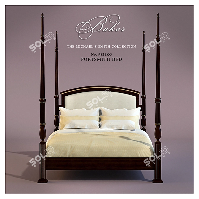 Classic Elegance: Baker Portsmith Queen Bed 3D model image 1