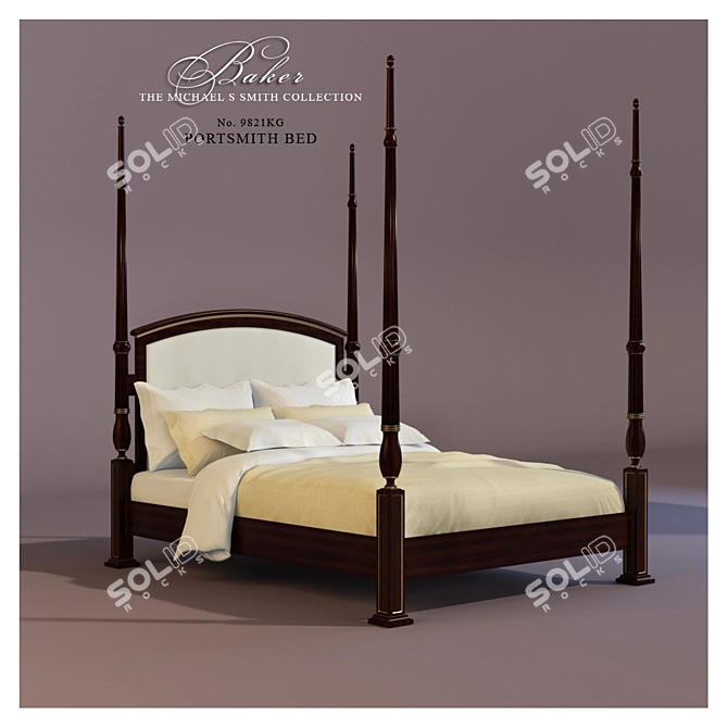 Classic Elegance: Baker Portsmith Queen Bed 3D model image 2