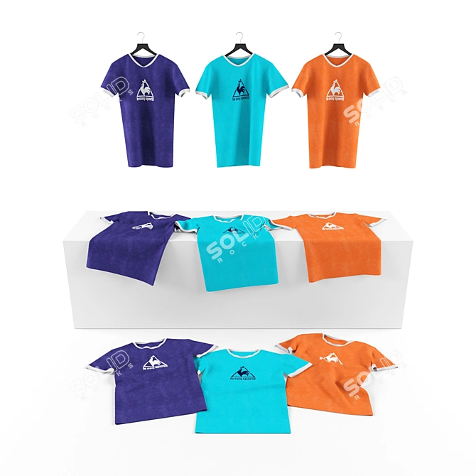 Le Coq Sportif Shirts: 3 Colors, 9 Styles 3D model image 1