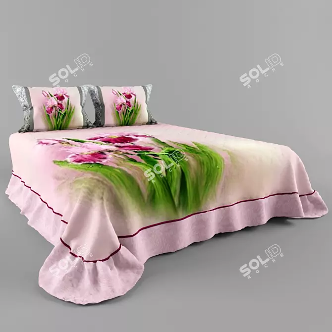 Title: Springtime Blooms Bed Set 3D model image 1