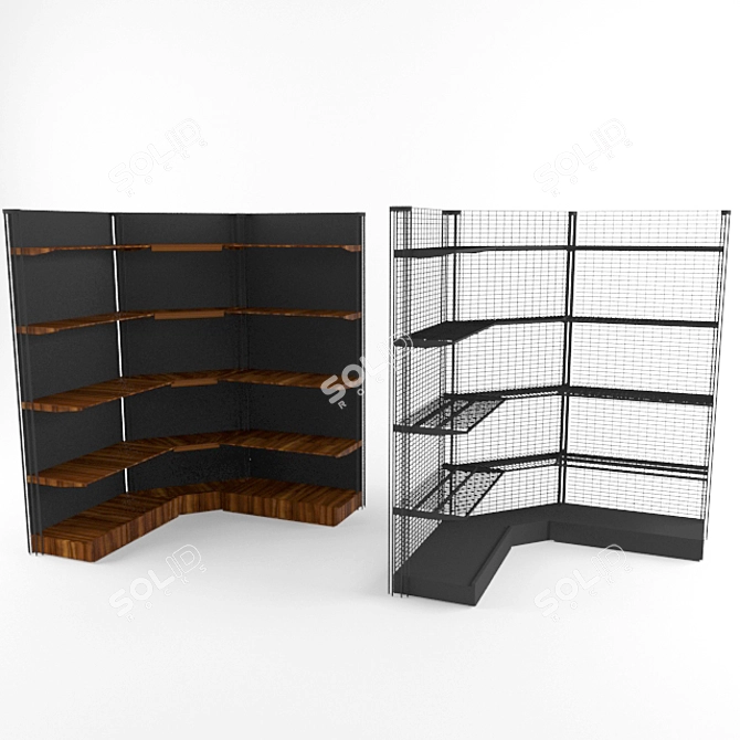 Corner Shopping Rack 3D model image 1