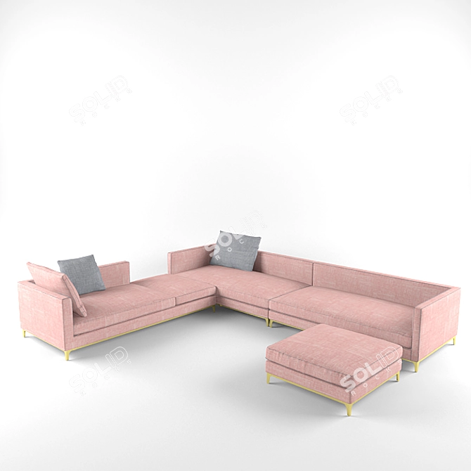 Luxurious Luna Corner Sofa 3D model image 1
