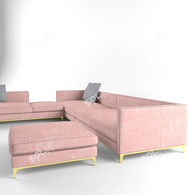 Luxurious Luna Corner Sofa 3D model image 2