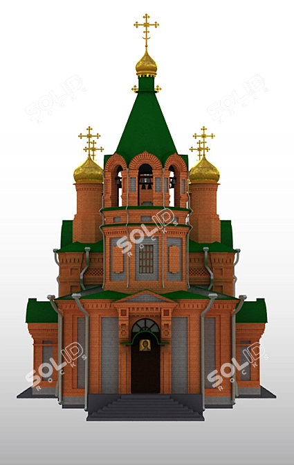 Innokentyevskaya Church Khabarovsk: A Historical Wooden Landmark 3D model image 2